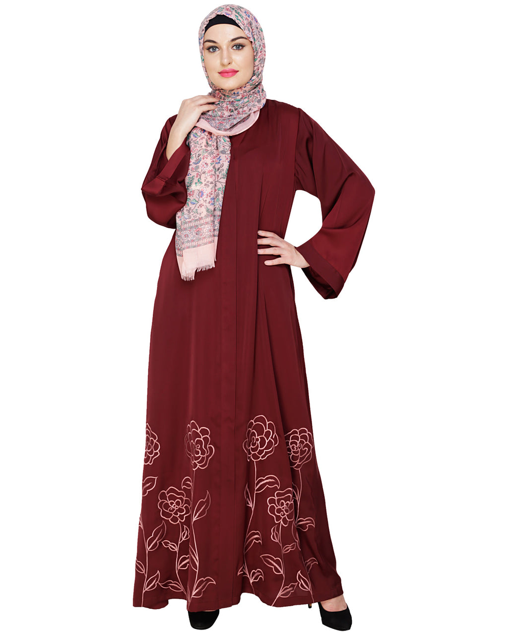 Mesmerising Dubai Style Abaya Wine