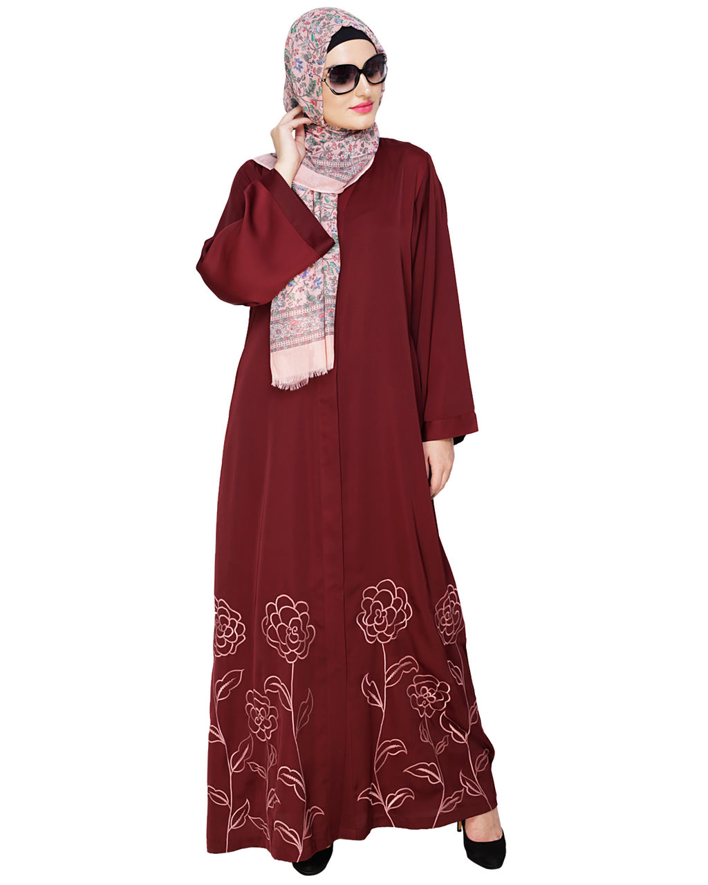 Mesmerising Dubai Style Abaya Wine