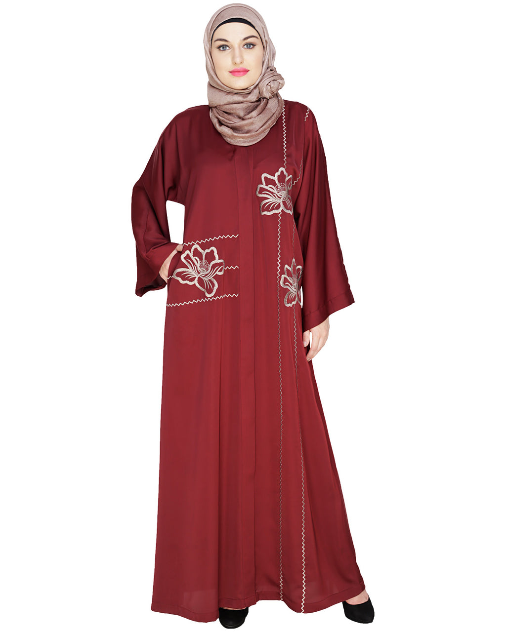 Stellar Dubai Style Abaya Wine