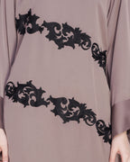 Fancy Embroidered Dubai Style Abaya Brown