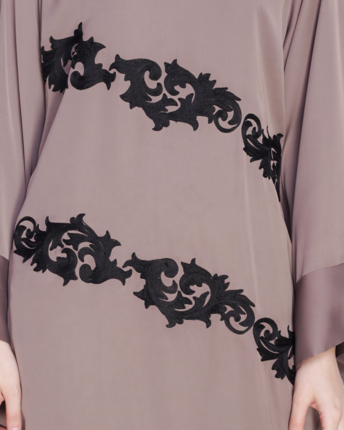 Fancy Embroidered Dubai Style Abaya Brown