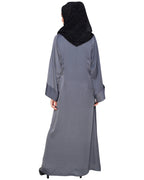 Fancy Embroidered Dubai Style Abaya Grey