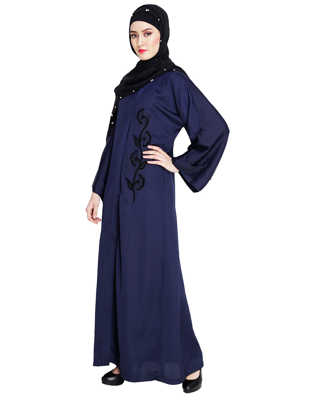 Exclusive Applique Dubai Style Abaya Blue