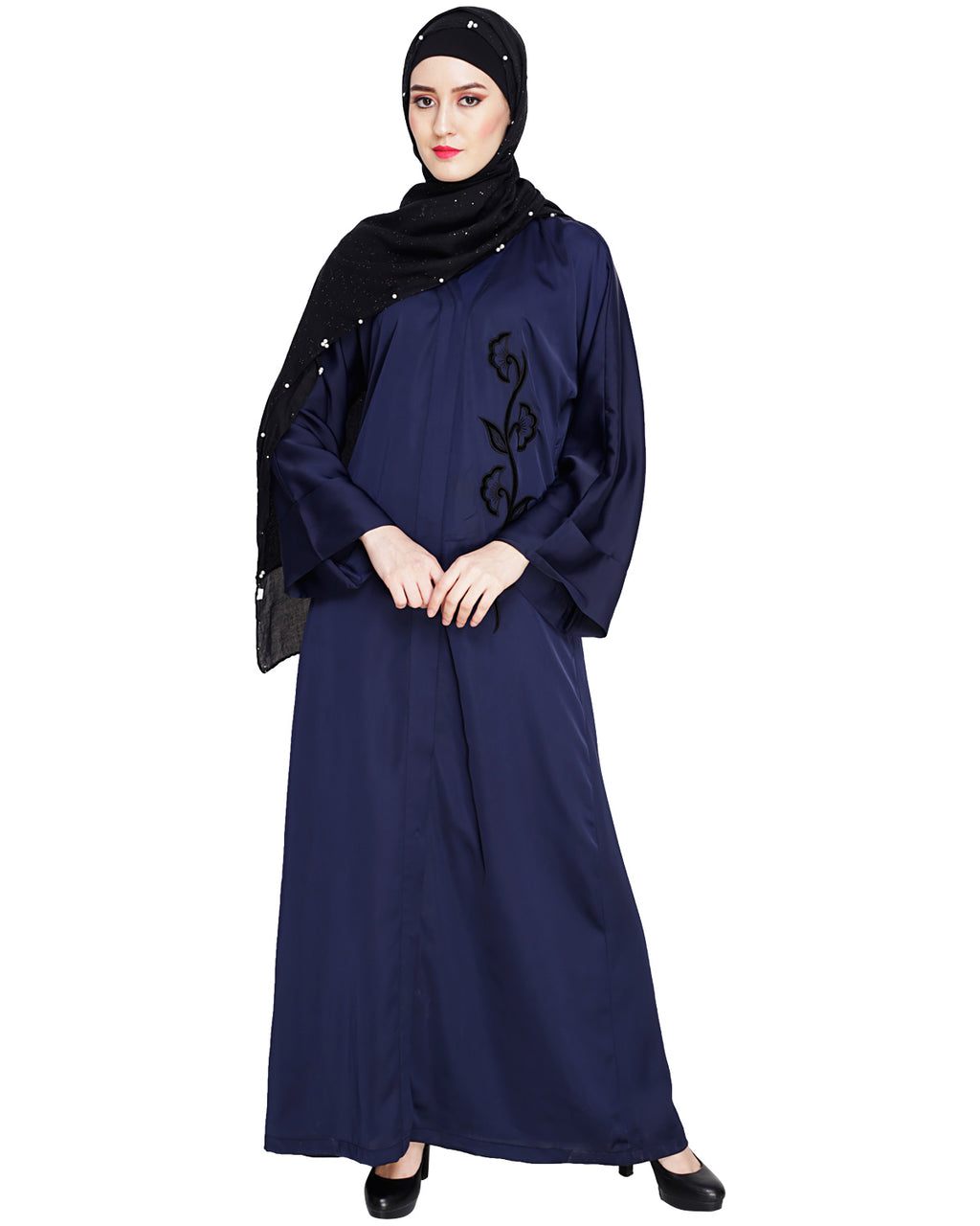 Exclusive Applique Dubai Style Abaya Blue