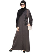 Exclusive Applique Dubai Style Abaya Dark Grey