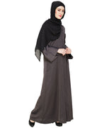 Exclusive Applique Dubai Style Abaya Dark Grey
