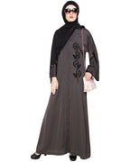 Exclusive Applique Dubai Style Abaya Dark Grey