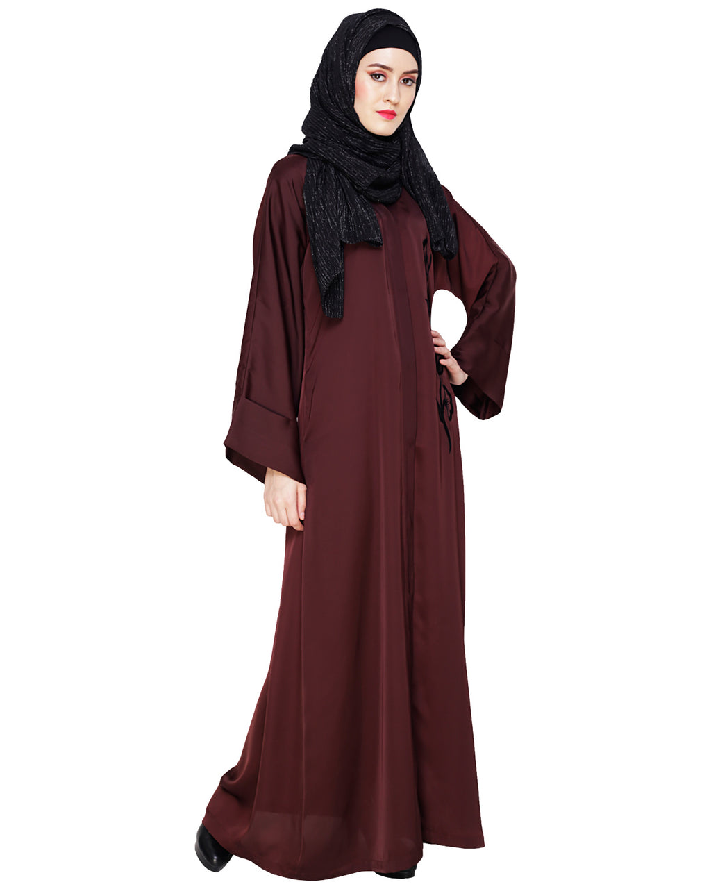 Exclusive Applique Dubai Style Abaya DARK WINE