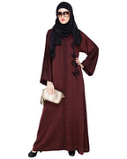 Exclusive Applique Dubai Style Abaya DARK WINE