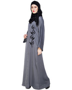 Exclusive Applique Dubai Style Abaya Grey