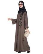 Exclusive Applique Dubai Style Abaya Oak Brown