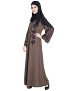 Exclusive Applique Dubai Style Abaya Oak Brown