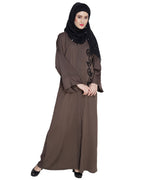 Exclusive Applique Dubai Style Abaya Oak Brown