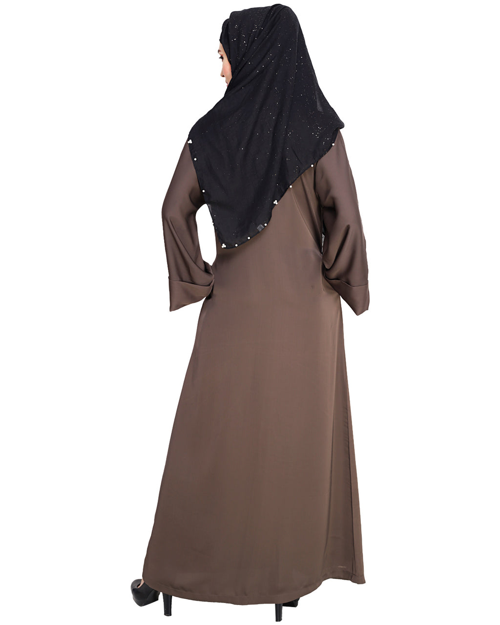 Exclusive Applique Dubai Style Abaya Oak Brown