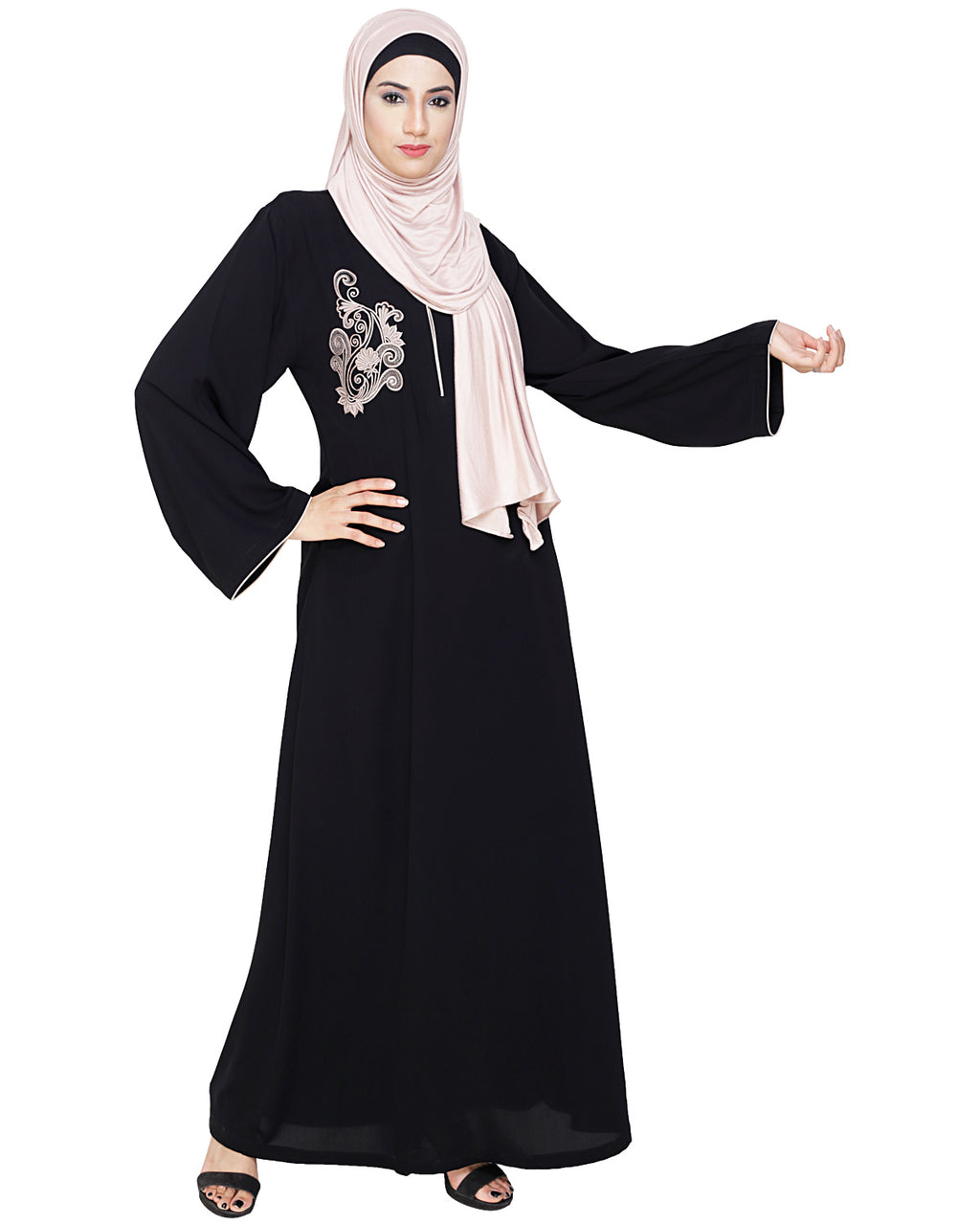 Resham Ornate Dubai Style Abaya Black