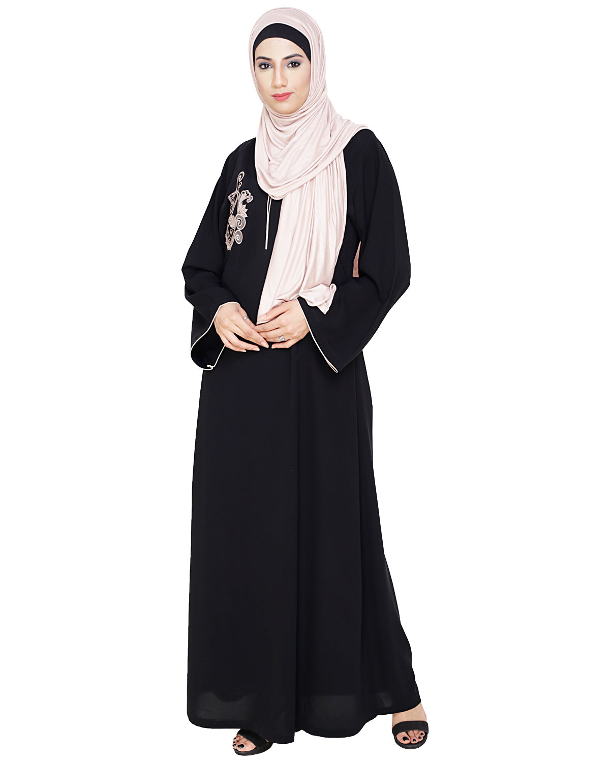 Resham Ornate Dubai Style Abaya Black