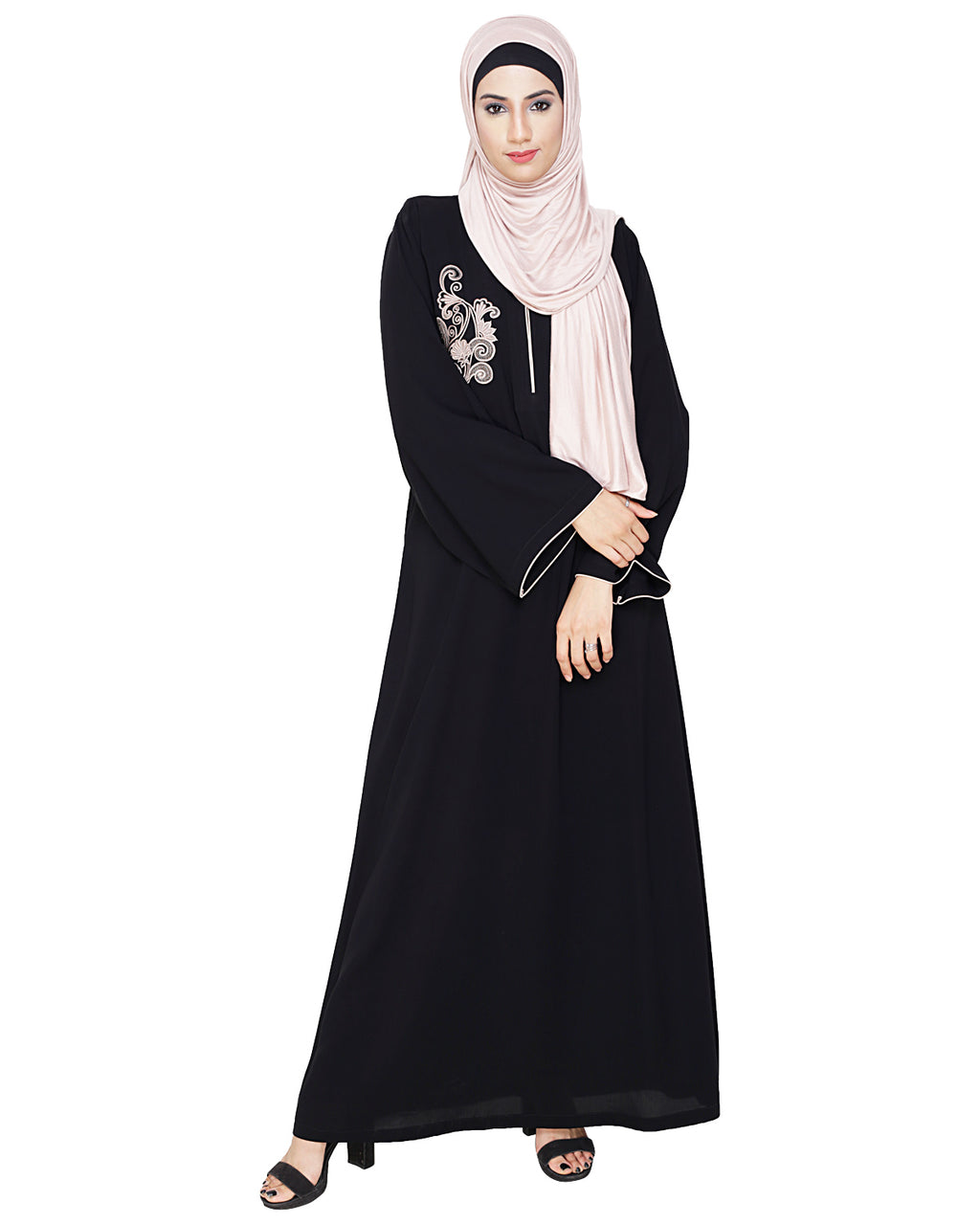 Resham Ornate Dubai Style Abaya Black