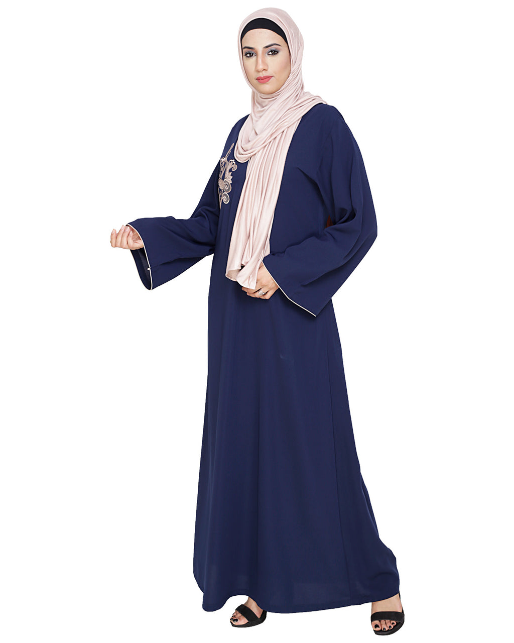 Resham Ornate Dubai Style Abaya Blue