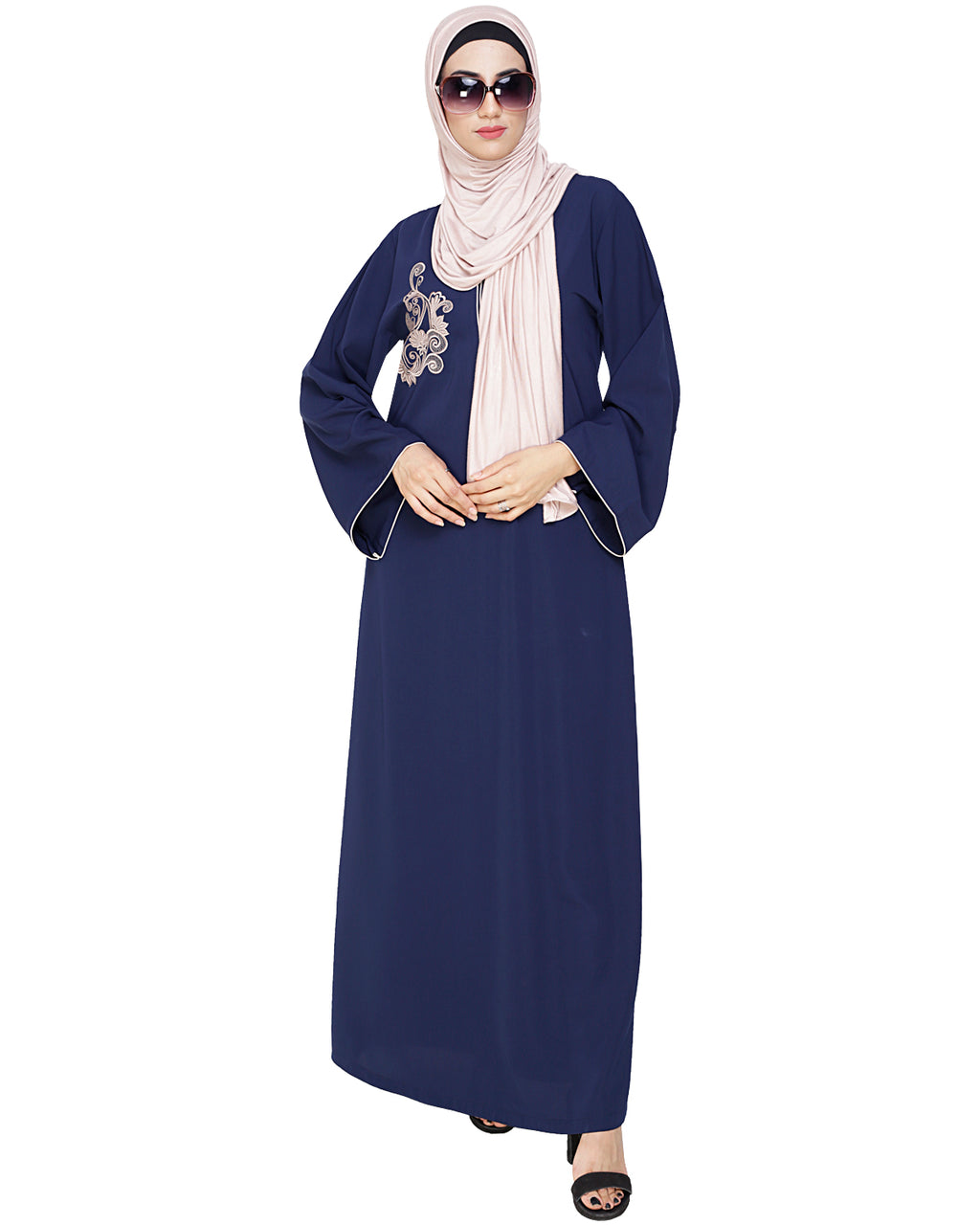 Resham Ornate Dubai Style Abaya Blue