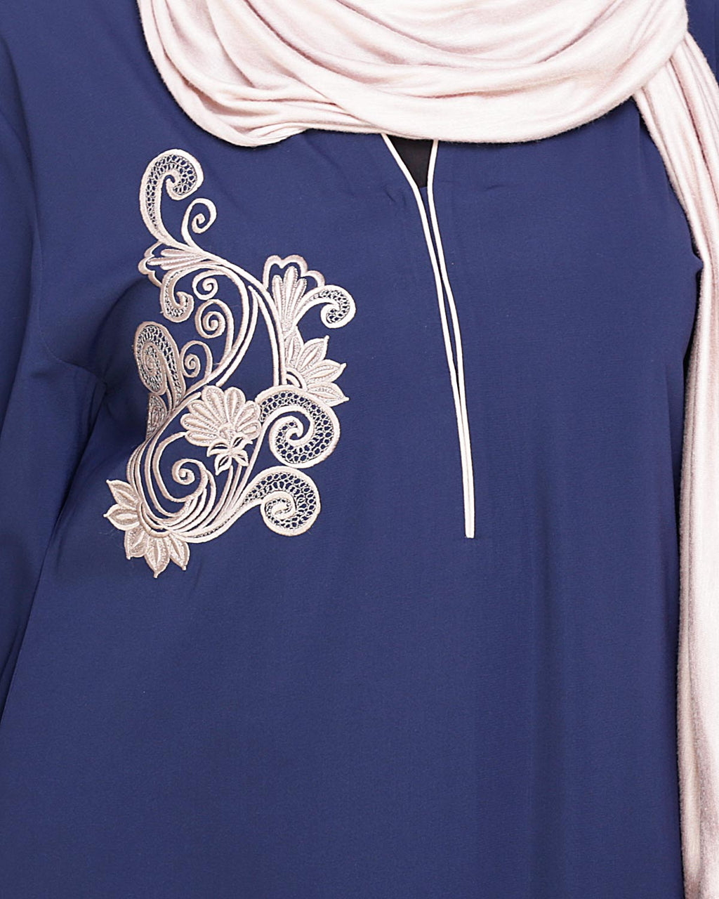 Resham Ornate Dubai Style Abaya Blue