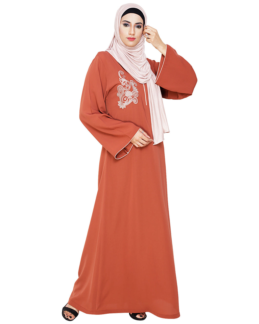Resham Ornate Dubai Style Abaya Red