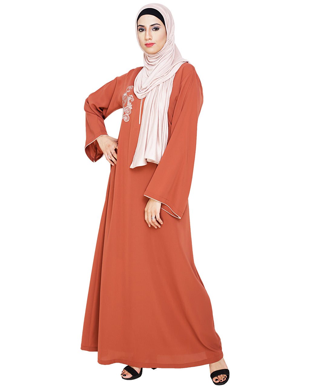 Resham Ornate Dubai Style Abaya Red