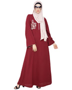 Resham Ornate Dubai Style Abaya Wine