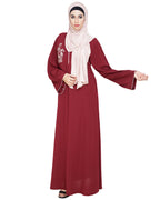 Resham Ornate Dubai Style Abaya Wine
