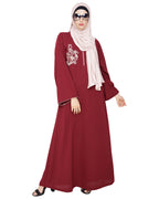 Resham Ornate Dubai Style Abaya Wine
