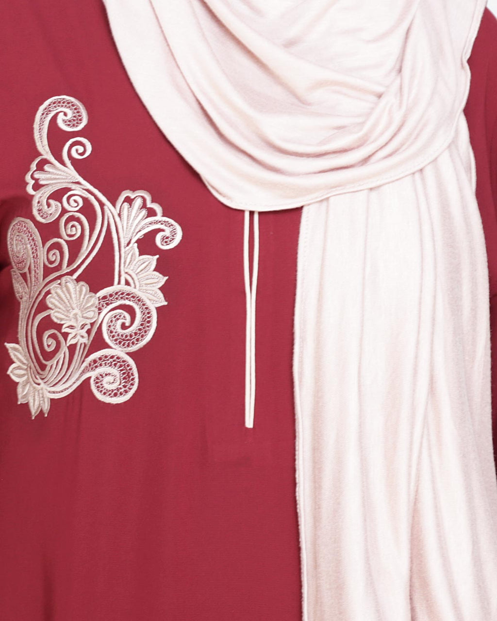 Resham Ornate Dubai Style Abaya Wine