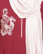 Resham Ornate Dubai Style Abaya Wine