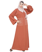 Jazzy Embroidered Dubai Style Abaya Brick Red
