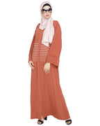 Jazzy Embroidered Dubai Style Abaya Brick Red