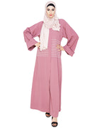 Jazzy Embroidered Dubai Style Abaya Onion Pink