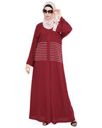 Jazzy Embroidered Dubai Style Abaya Wine