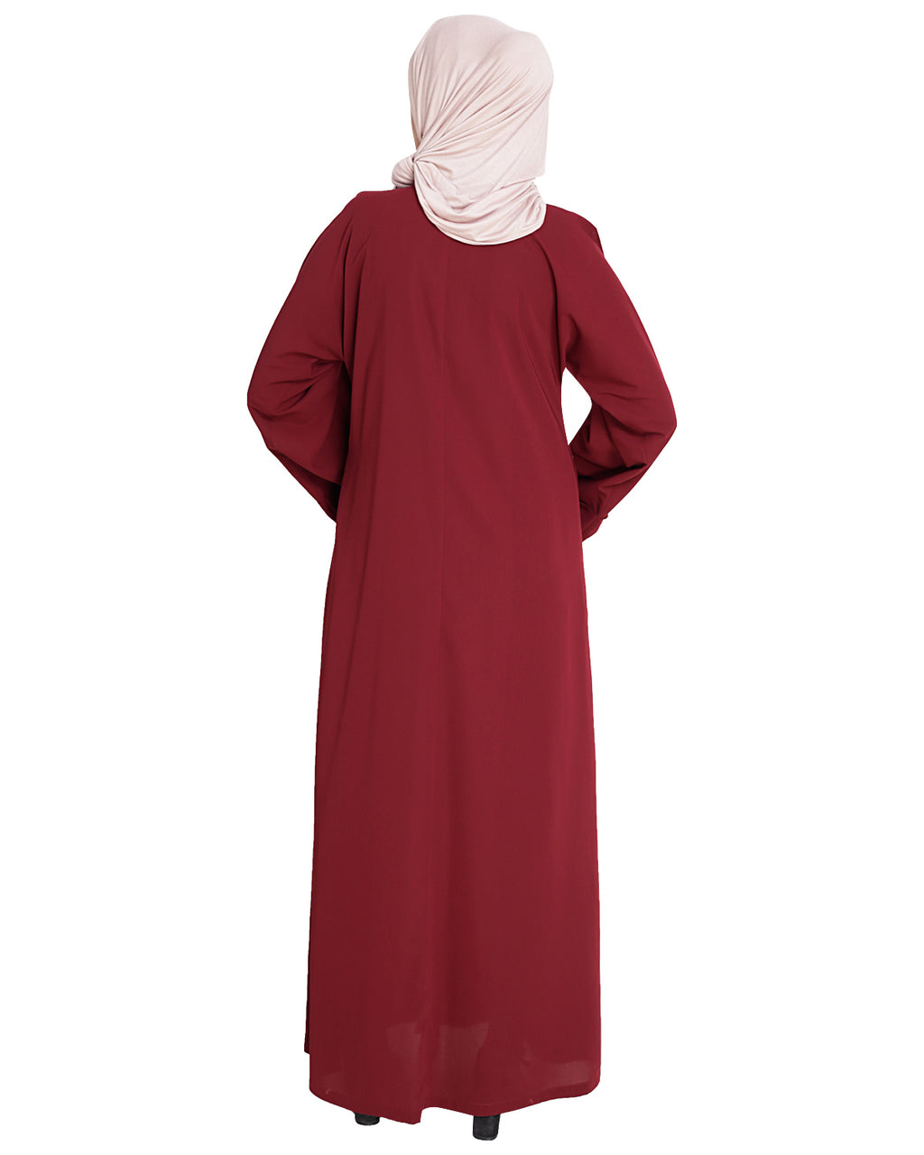 Jazzy Embroidered Dubai Style Abaya Wine