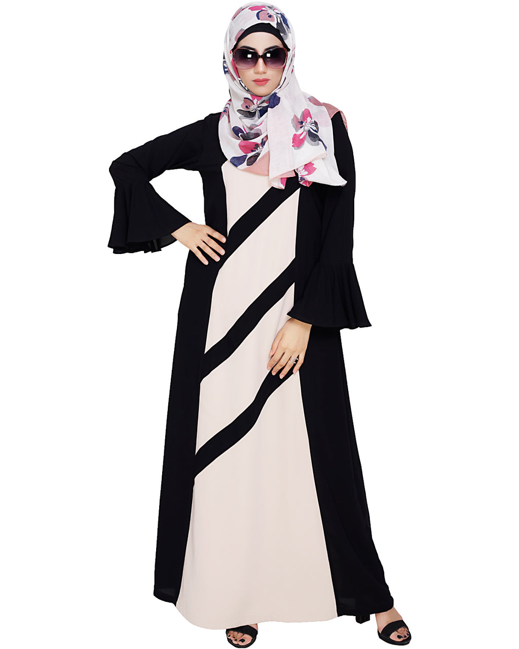 Flouncy Sleeve Dubai style Abaya Black