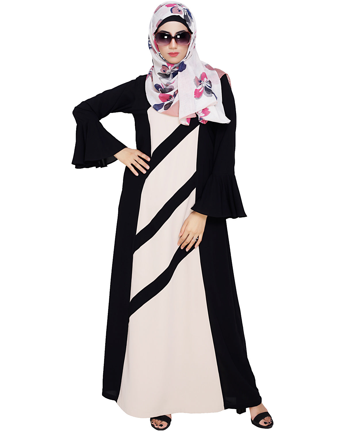 Flouncy Sleeve Dubai style Abaya Black
