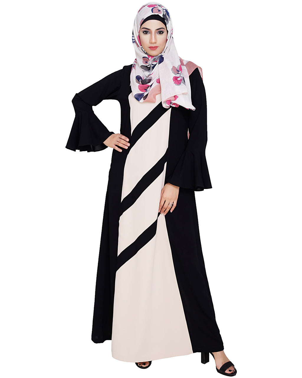 Flouncy Sleeve Dubai style Abaya Black