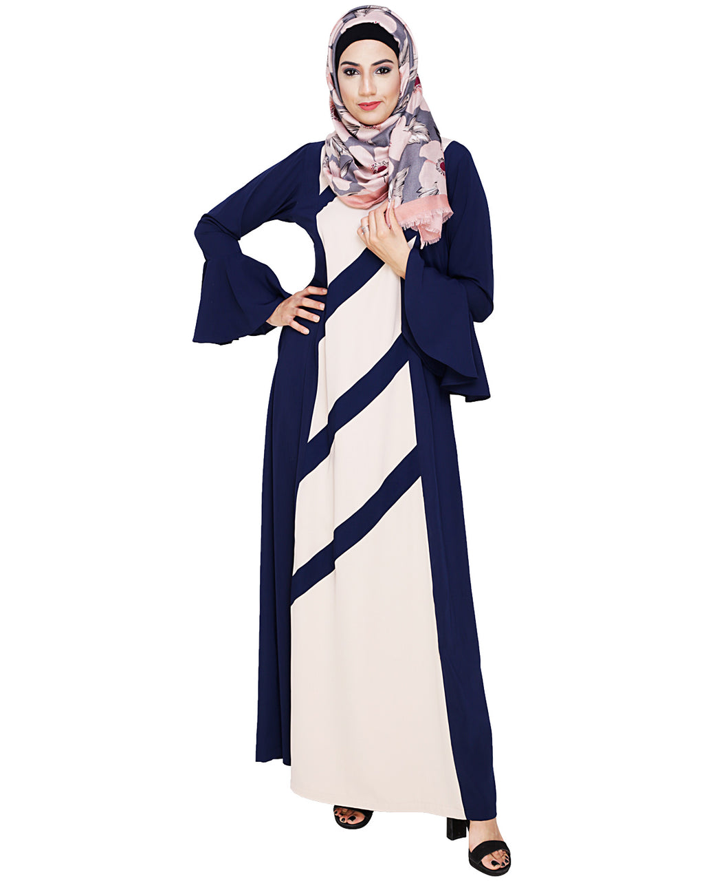 Flouncy Sleeve Dubai style Abaya Blue