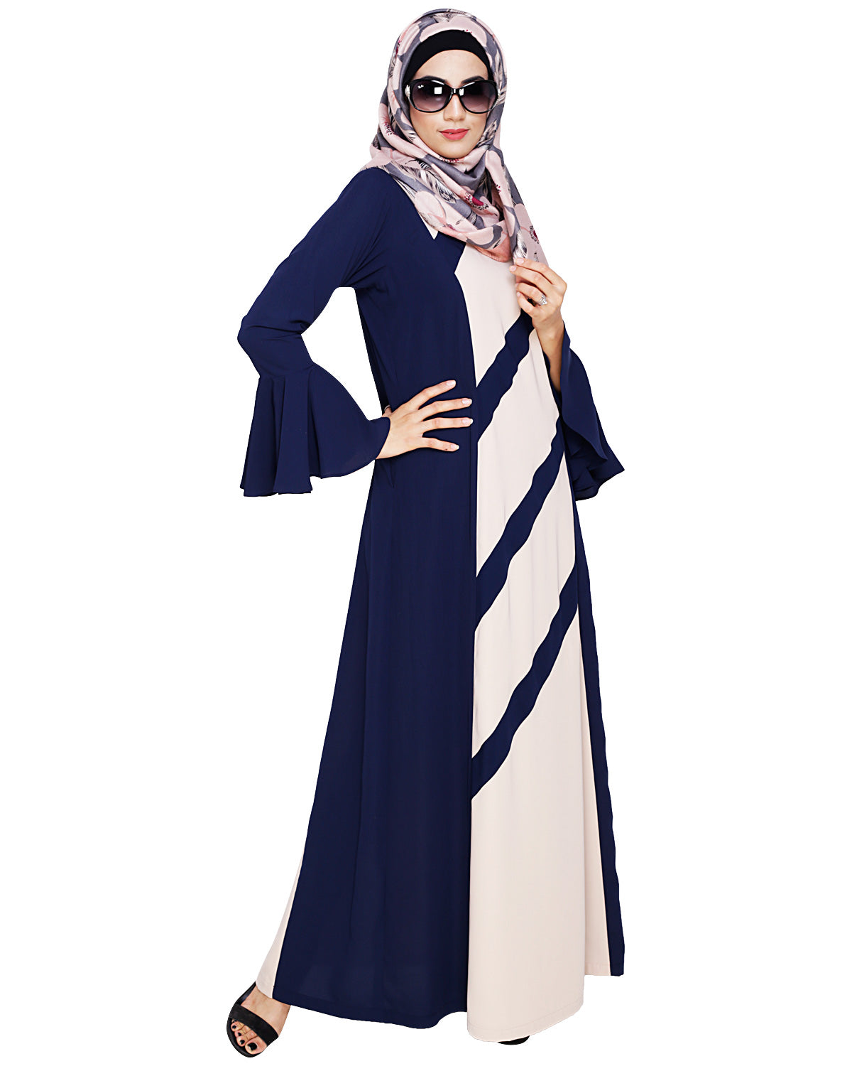 Flouncy Sleeve Dubai style Abaya Blue