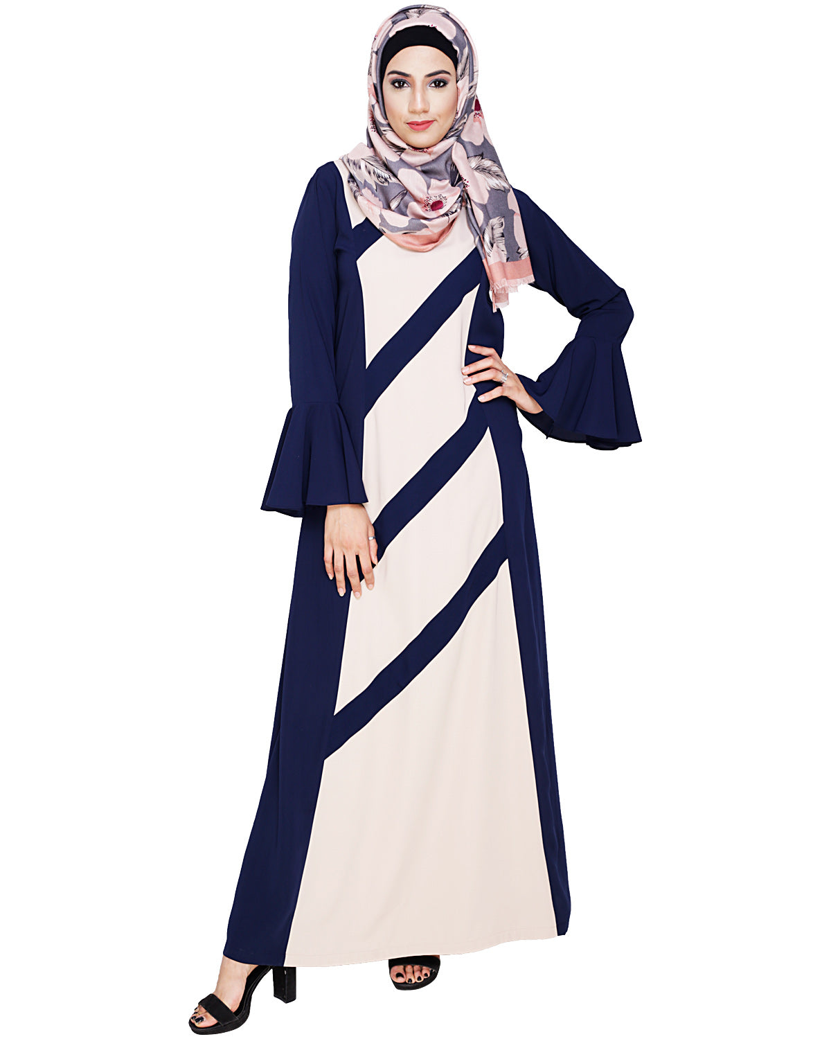 Flouncy Sleeve Dubai style Abaya Blue