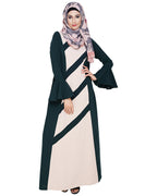 Flouncy Sleeve Dubai style Abaya Bottle Green