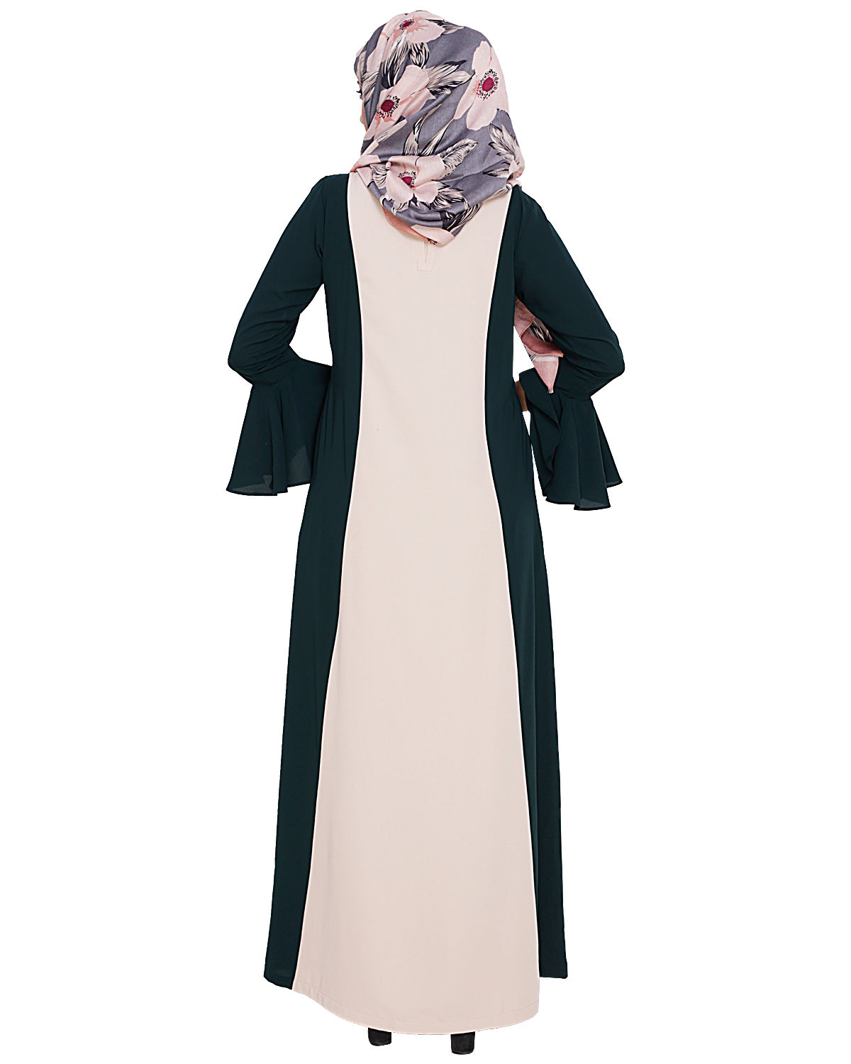 Flouncy Sleeve Dubai style Abaya Bottle Green