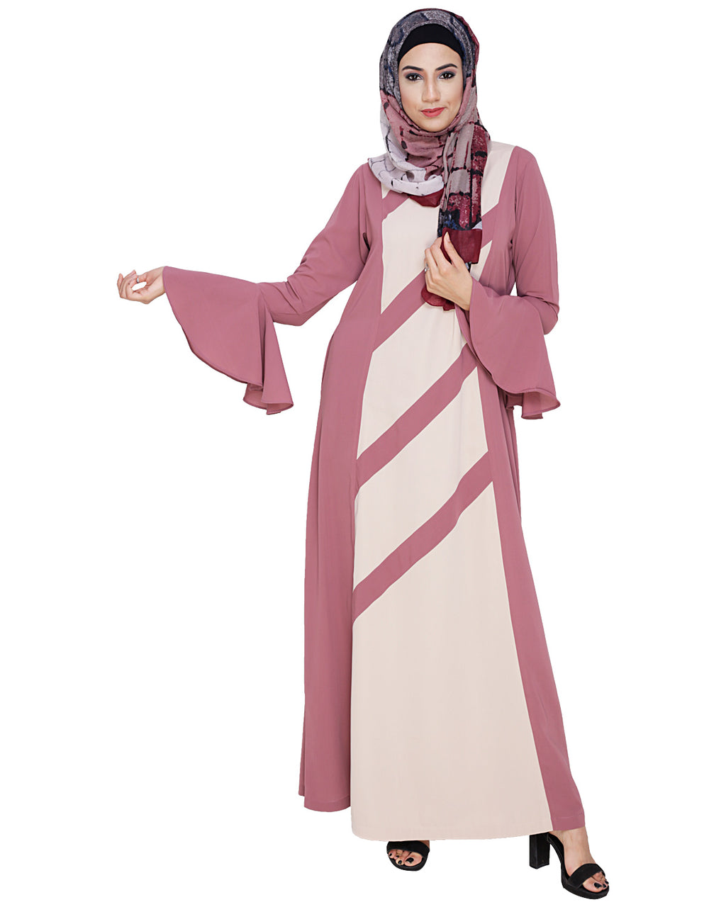 Flouncy Sleeve Dubai style Abaya Onion Pink