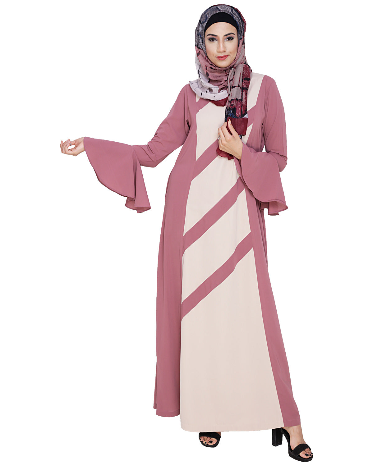 Flouncy Sleeve Dubai style Abaya Onion Pink