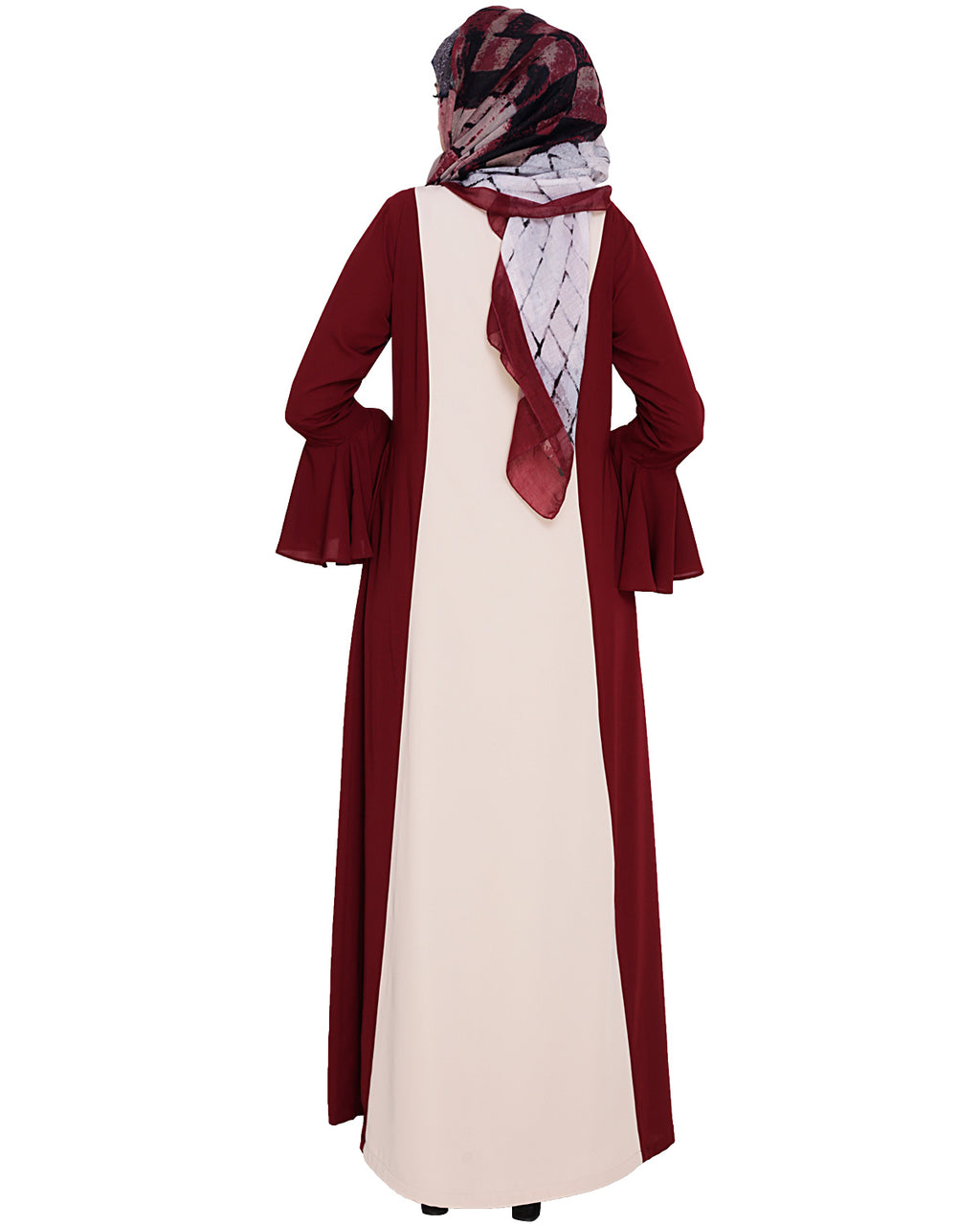 Flouncy Sleeve Dubai style Abaya Wine