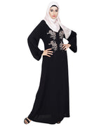 Floweret Embroidered Dubai Style Abaya Black