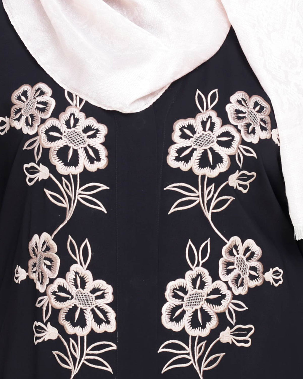 Floweret Embroidered Dubai Style Abaya Black