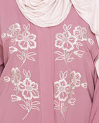 Floweret Embroidered Dubai Style Abaya Onion Pink